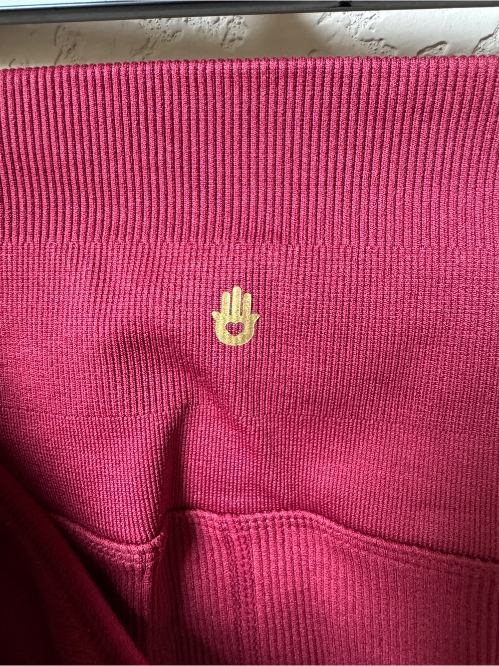 Spiritual Gangster Ribbed One-Shoulder Crop Top in Wine and matching leggings - Picture 5 of 7
